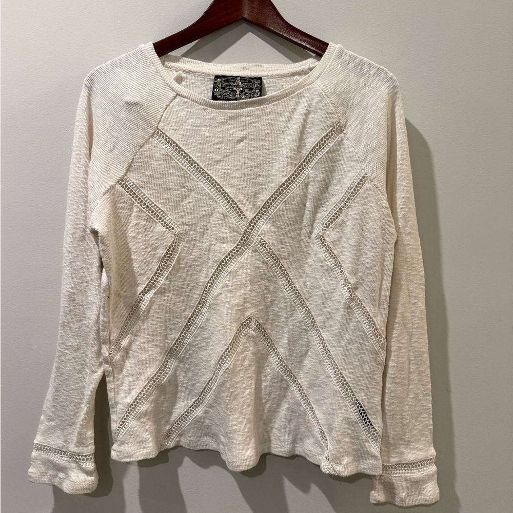 James Coviello Long Sleeve Cream Knit Women's Top Size M